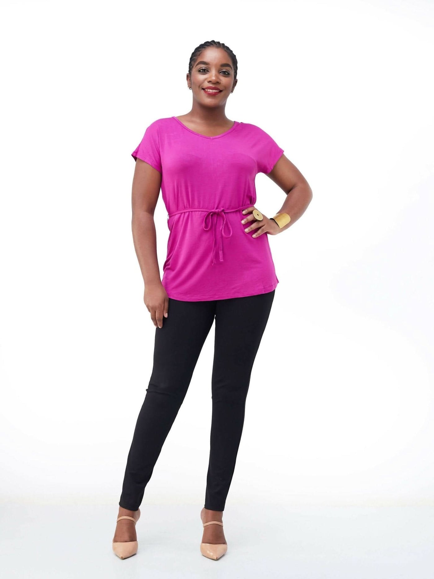 Hessed Short Sleeved Top - Purple - Shopzetu