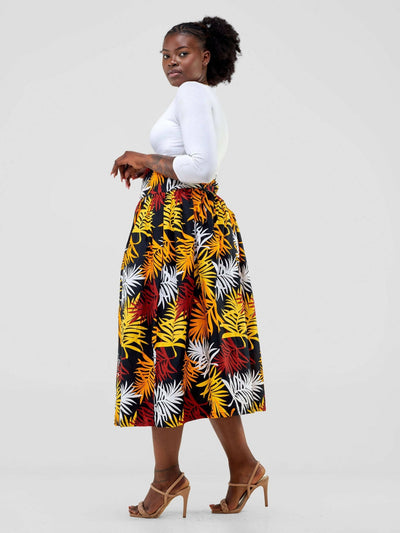 Pretty Gline African Balloon Skirt - Orange / Yellow Print - Shopzetu