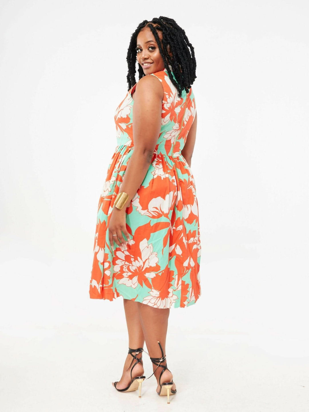 The Fashion Frenzy Collar Floral Skater - Orange - Shopzetu