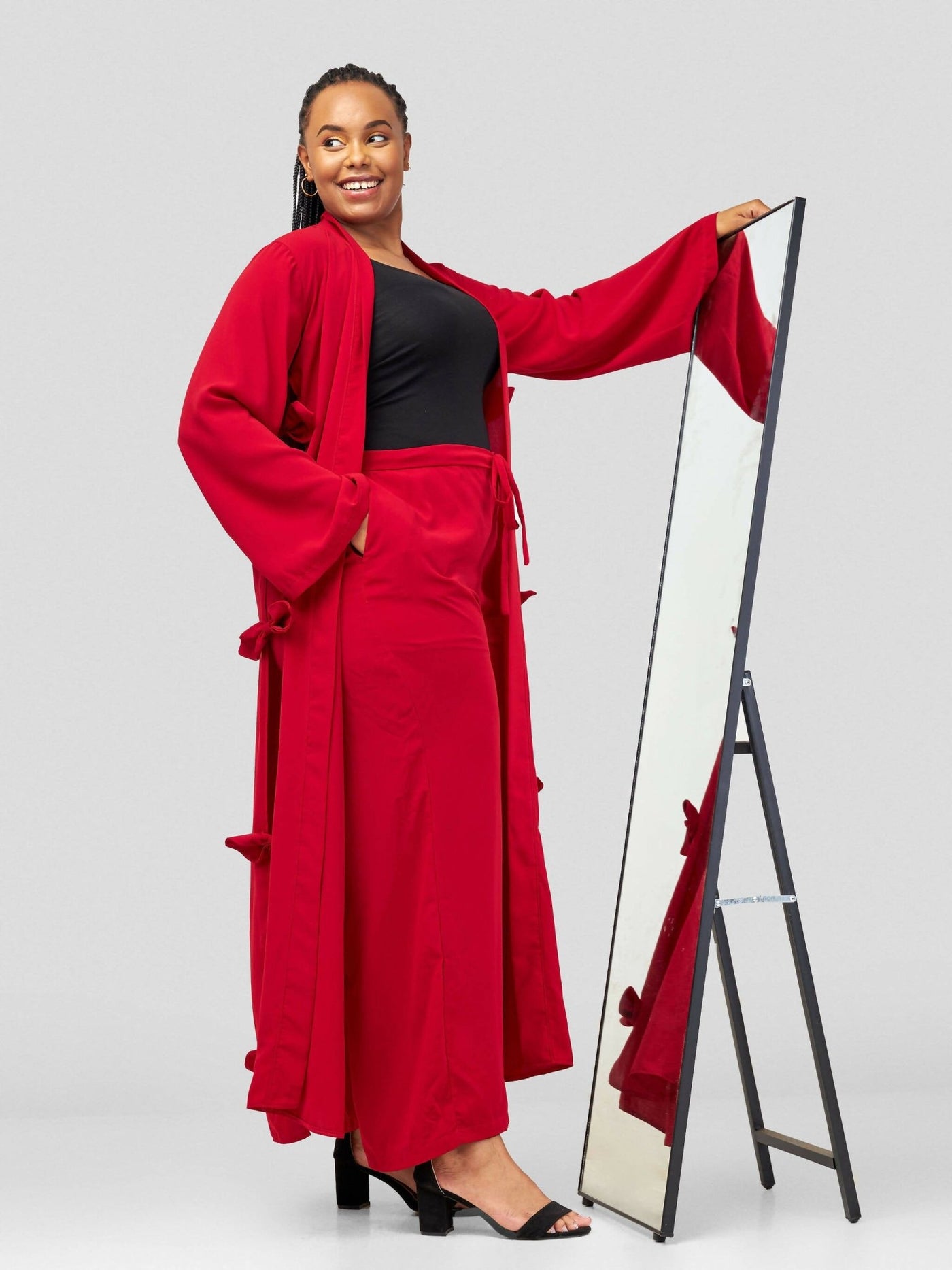 H.O.T Original Two Piece (Pants & Kimono) - Red - Shopzetu