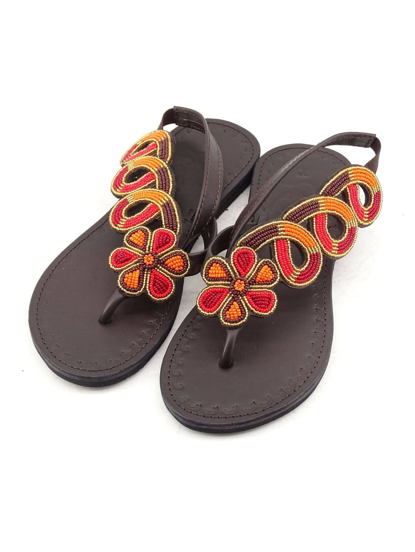 Azu's Backstrap Sandals - 233 KUK - CHOCO/ORANGE/RED/GOLD - Shopzetu