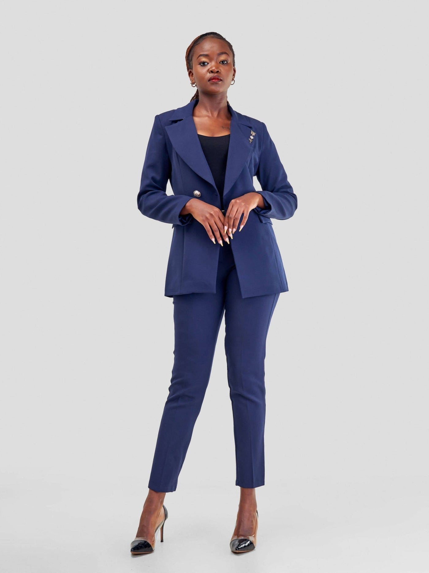 The Fashion Frenzy Pant Suit - Navy Blue - Shopzetu