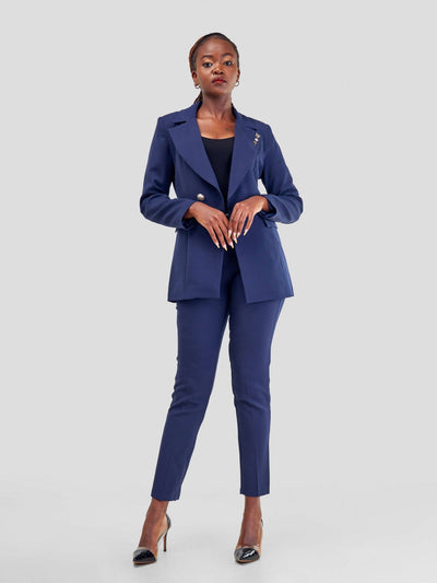 The Fashion Frenzy Pant Suit - Navy Blue - Shopzetu