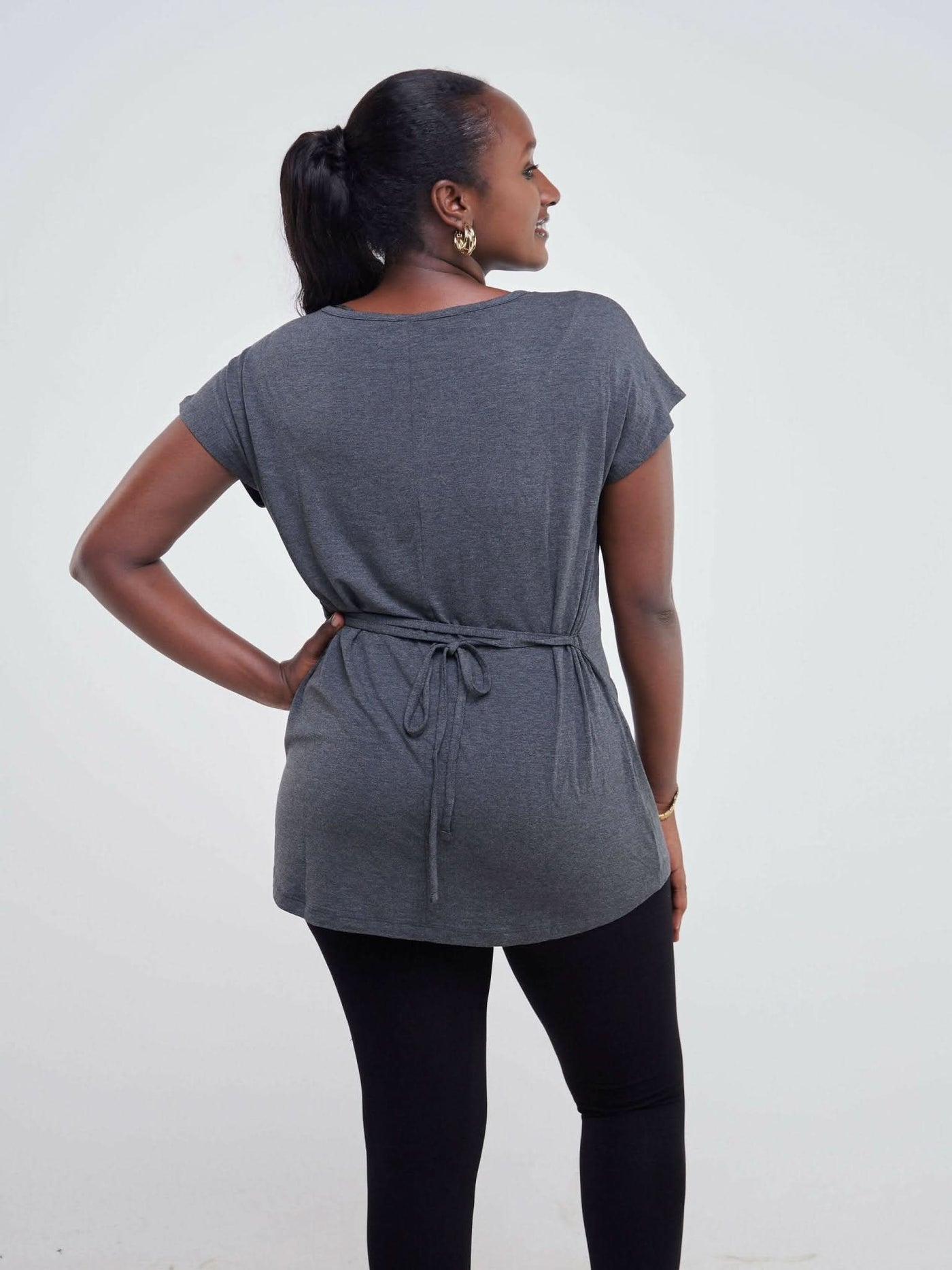 Hessed Short Sleeved Top - Grey - Shopzetu
