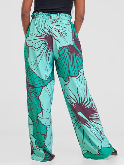 Vivo Sanali Wide Leg Pants - Green / Mint Flohibi Print - Shopzetu
