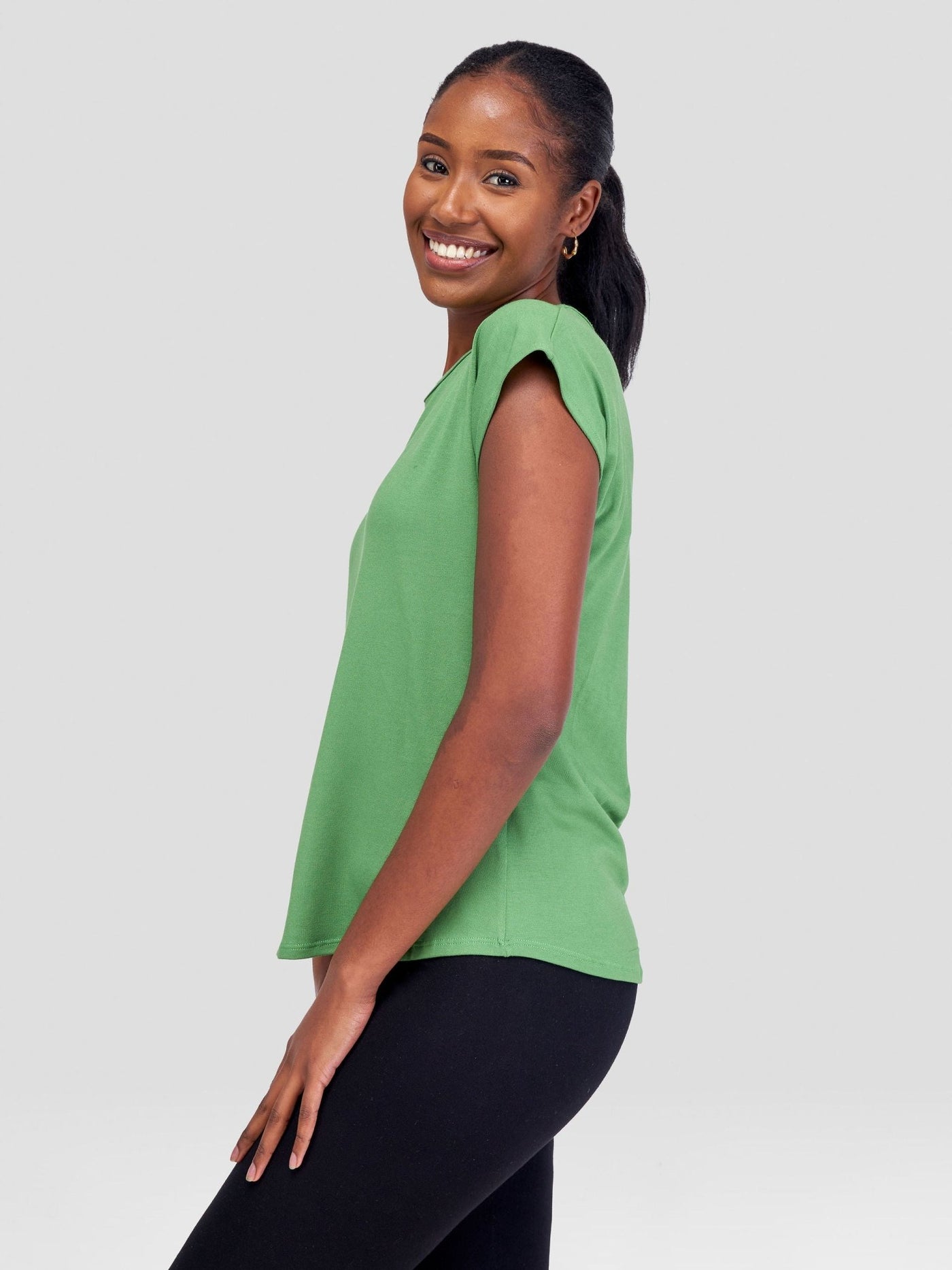 Vivo Basic Drop Shoulder Top - Green - Shopzetu