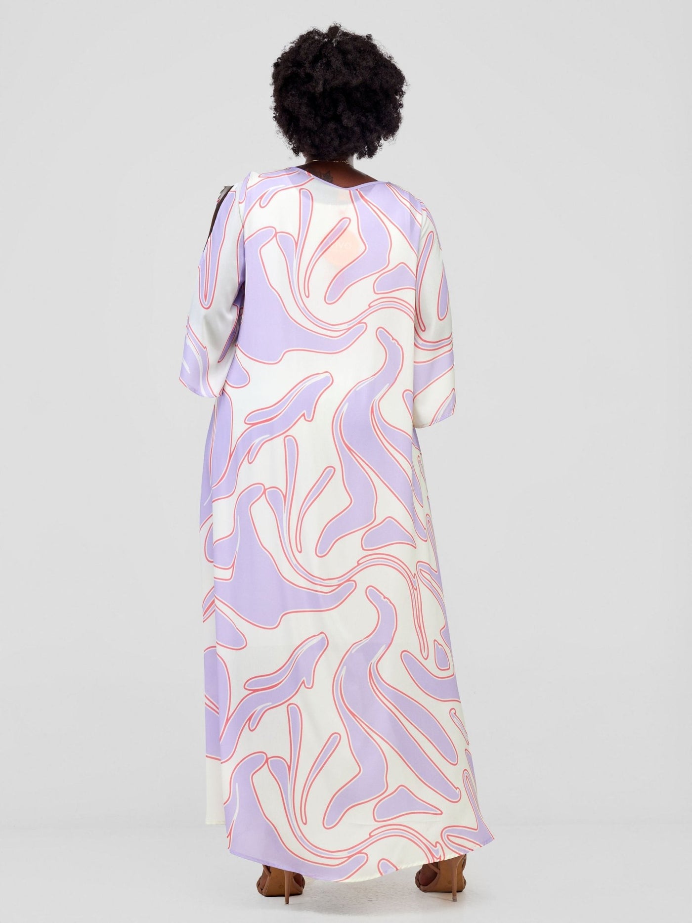 Vivo Sanyu Overlap Maxi Cover Up Top - Lilac / White Zazi Print - Shopzetu