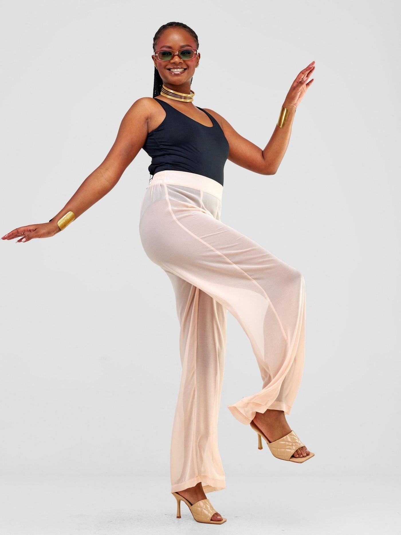 Zoya Party Sheer Pants - Buttermilk - Shopzetu