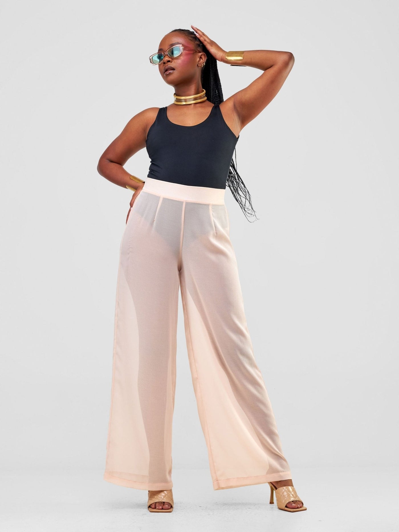 Zoya Party Sheer Pants - Buttermilk - Shopzetu