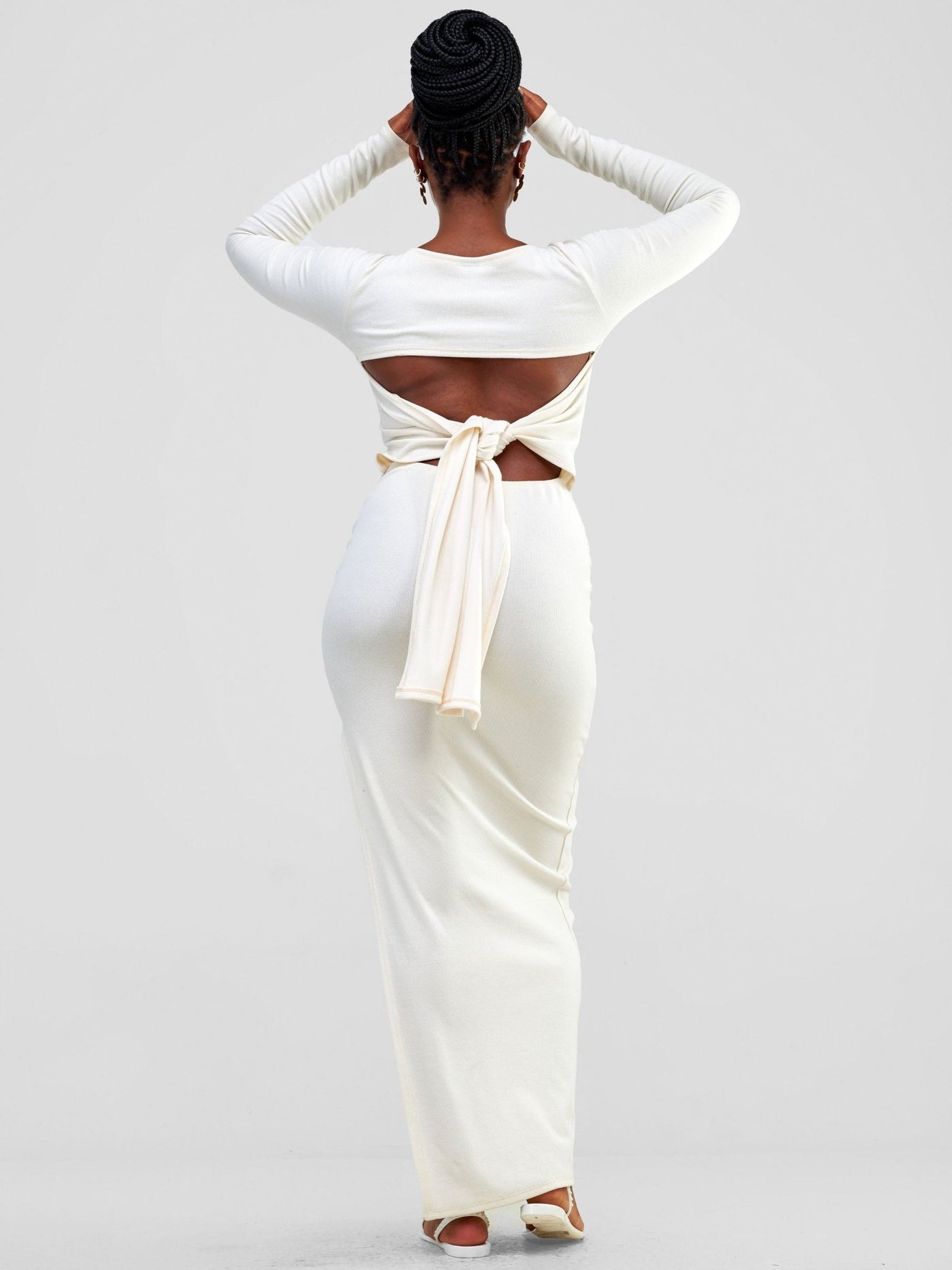Zoya Party Tie Back Bodycon - Buttermilk - Shopzetu
