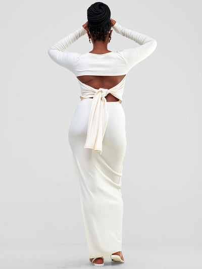 Zoya Party Tie Back Bodycon - Buttermilk - Shopzetu