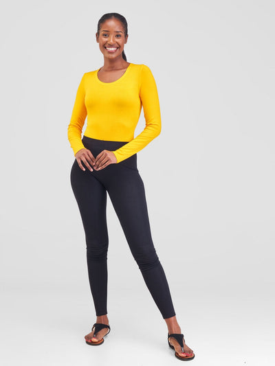 Vivo Basic Long Sleeved Bodysuit - Safron - Shopzetu
