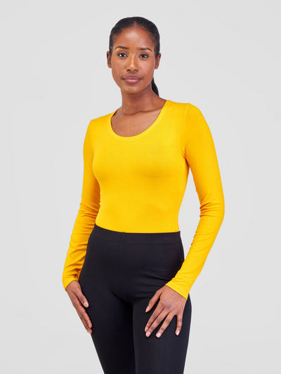 Vivo Basic Long Sleeved Bodysuit - Safron - Shopzetu