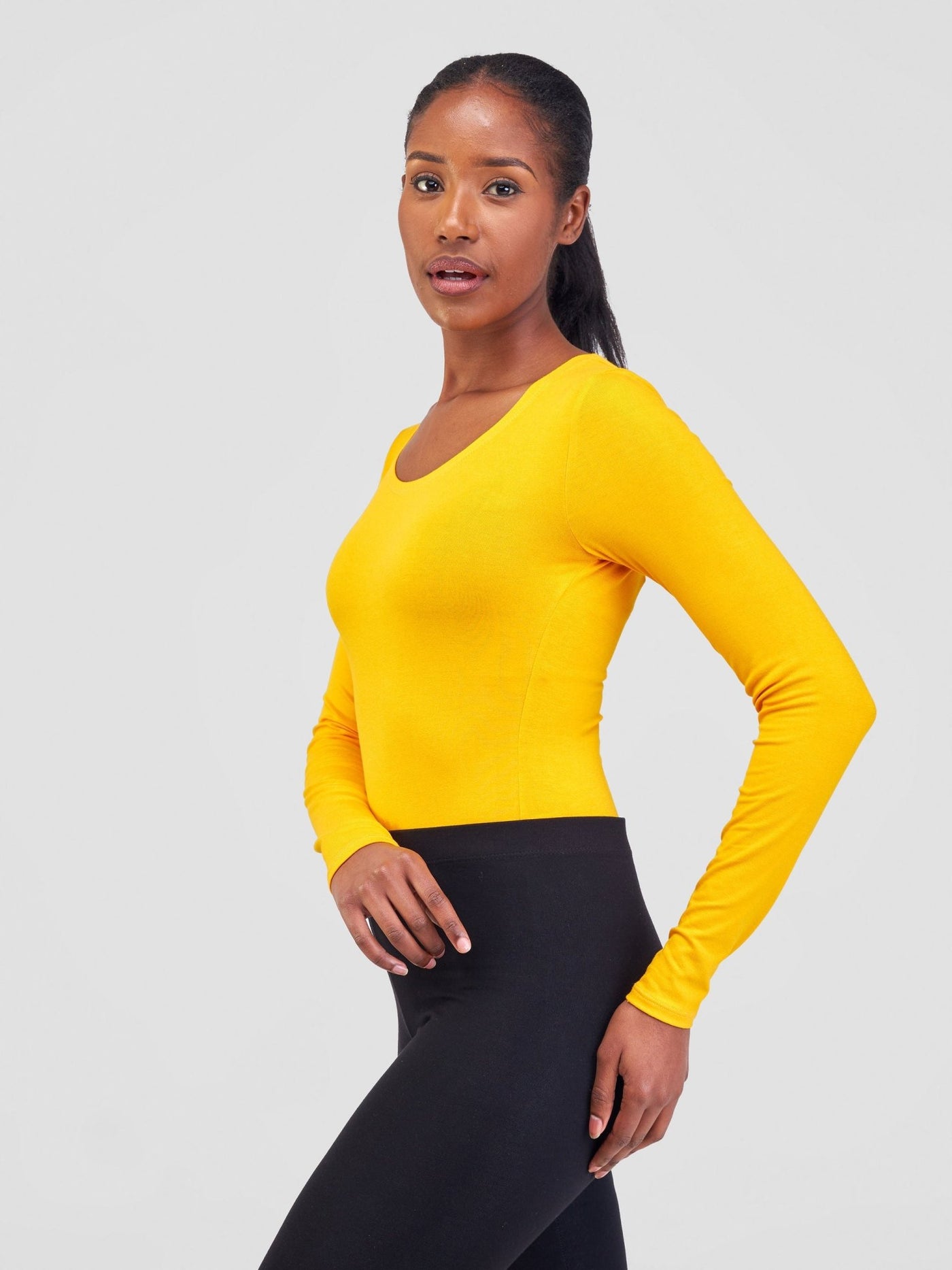 Vivo Basic Long Sleeved Bodysuit - Safron - Shopzetu
