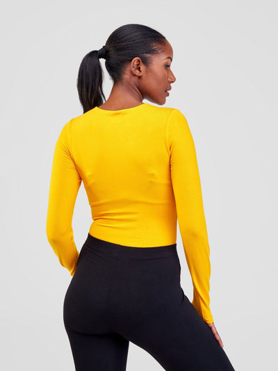 Vivo Basic Long Sleeved Bodysuit - Safron - Shopzetu