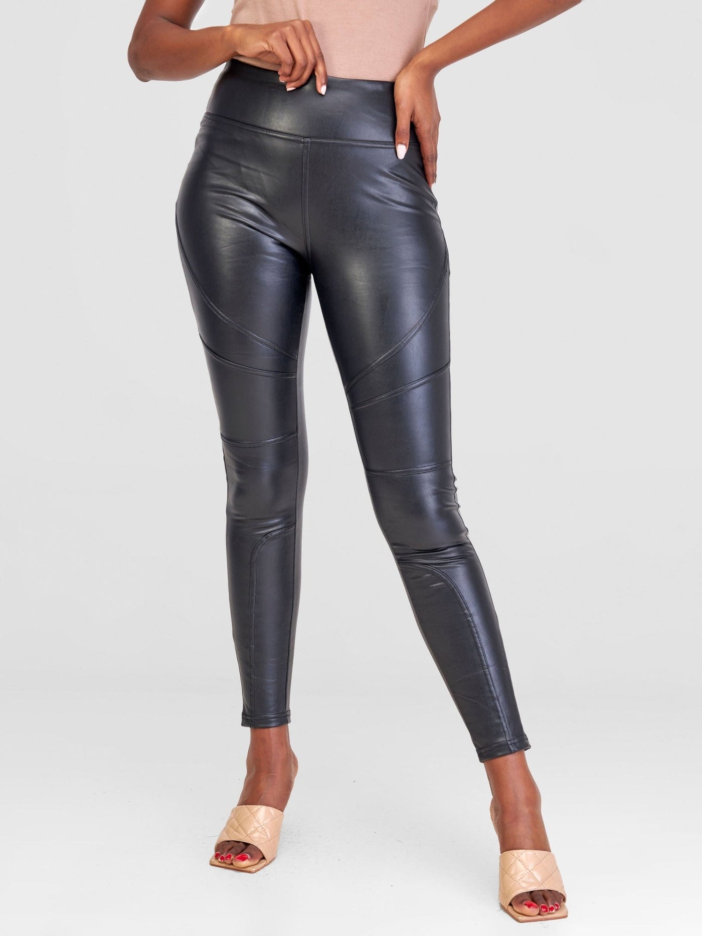 Popular 21 Vinyl Sheen Leggings - Black - Shopzetu