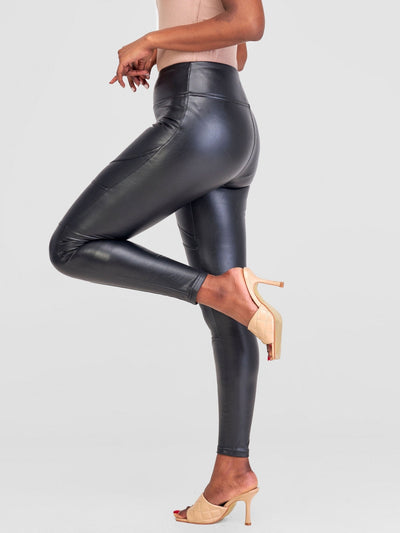 Popular 21 Vinyl Sheen Leggings - Black - Shopzetu