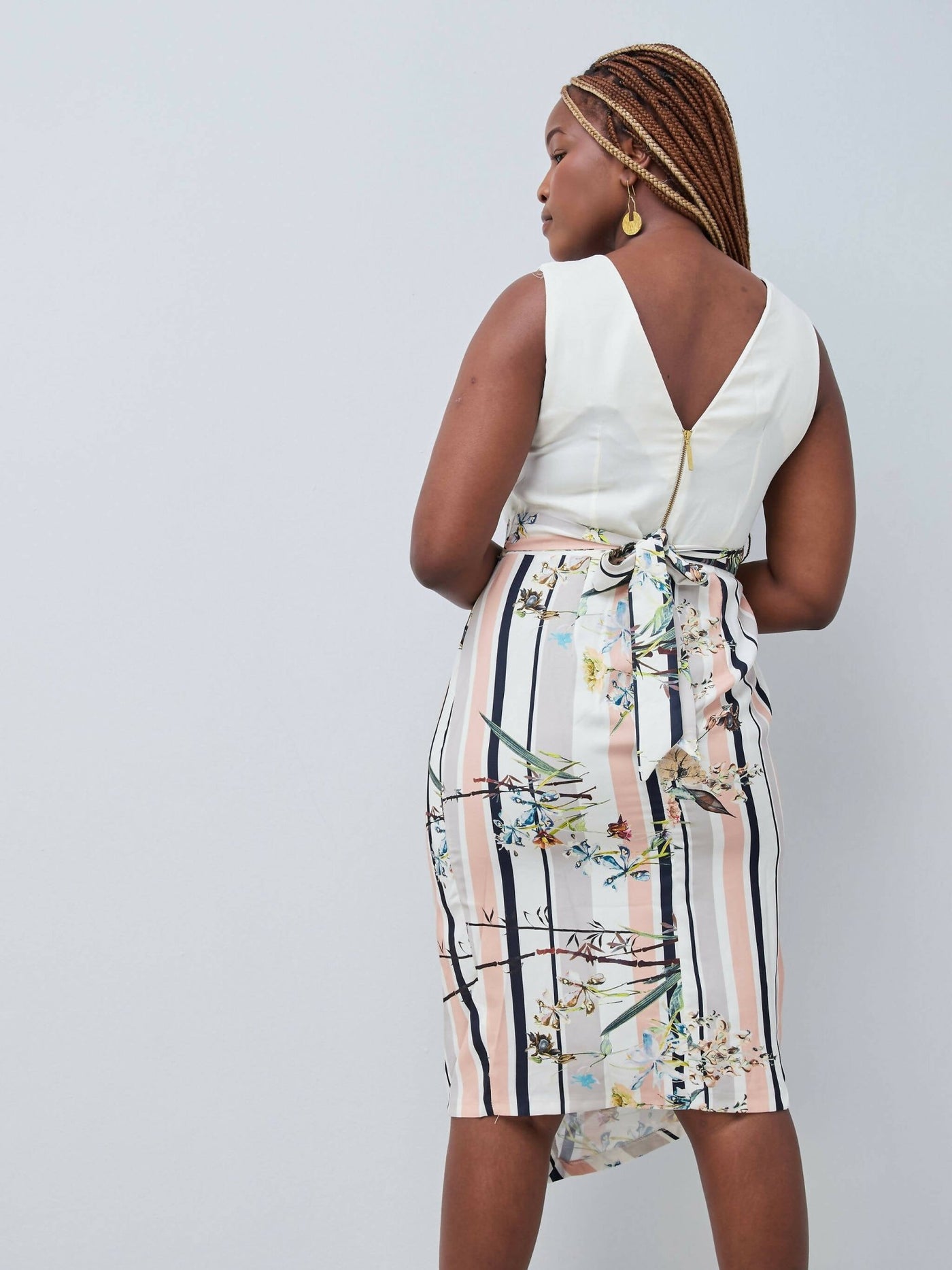 The Fashion Frenzy Floral Wrap Dress - Cream - Shopzetu