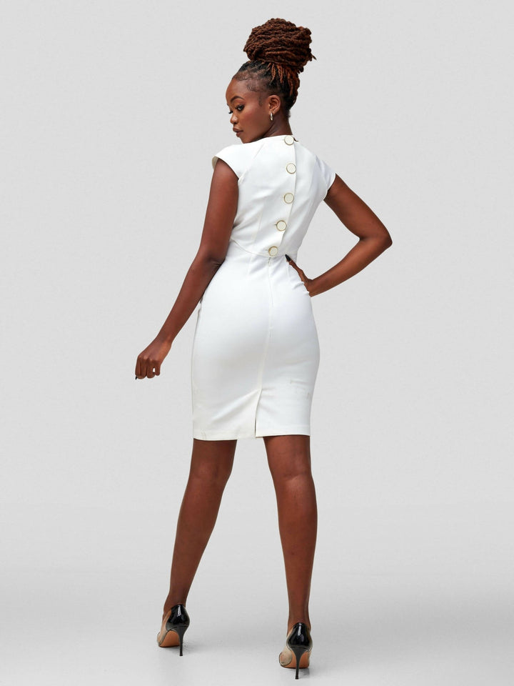 Immaculate Chic Cowell Neck Dress - White - Shopzetu