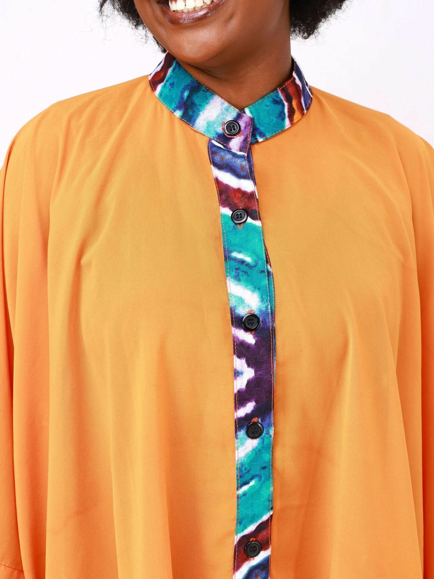 Ancestral House DD Eclectic Boubou Chiffon Top - Orange - Shopzetu