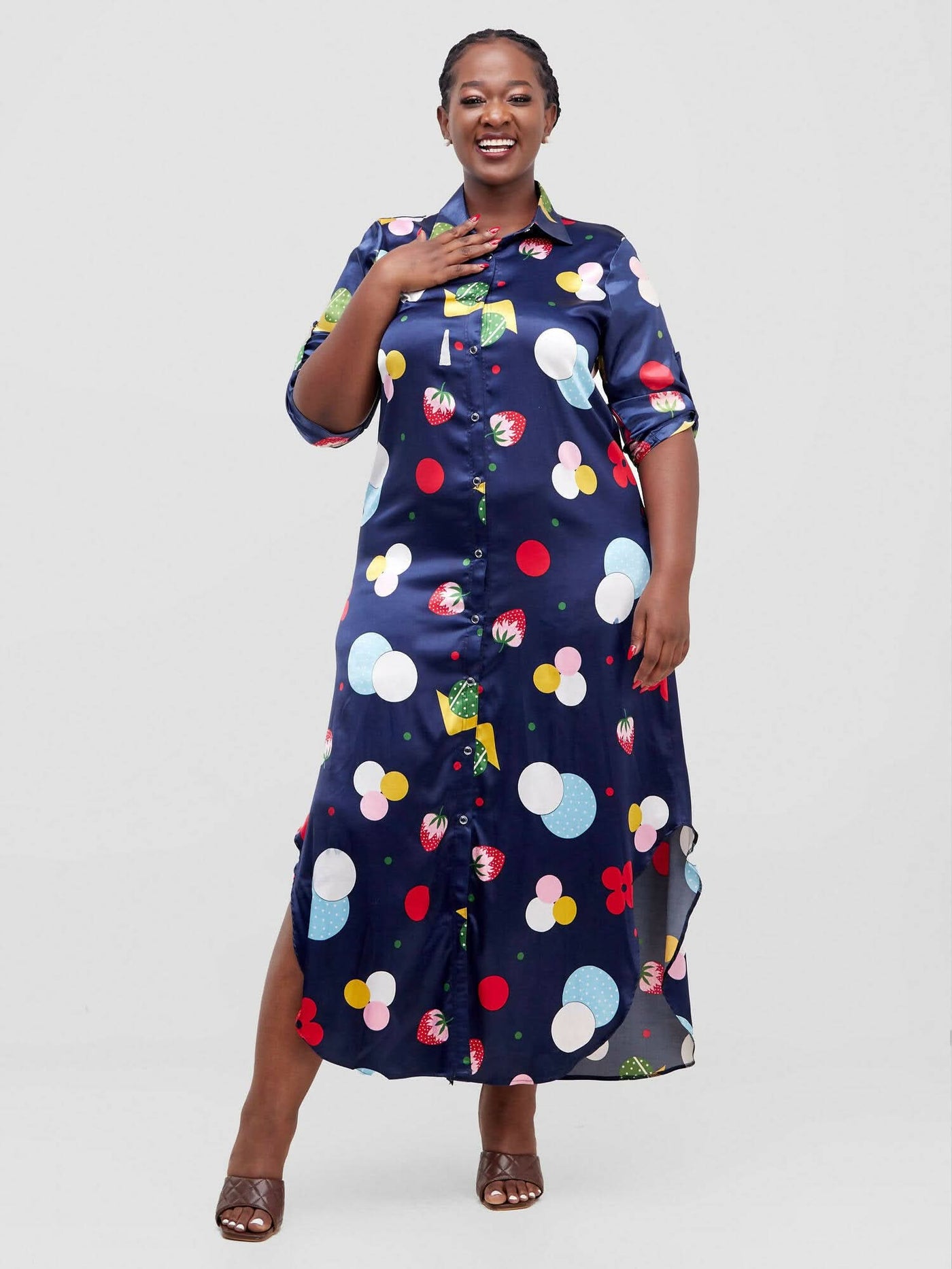 Aramay All Star Strawberry Shirt Dress - Navy Blue