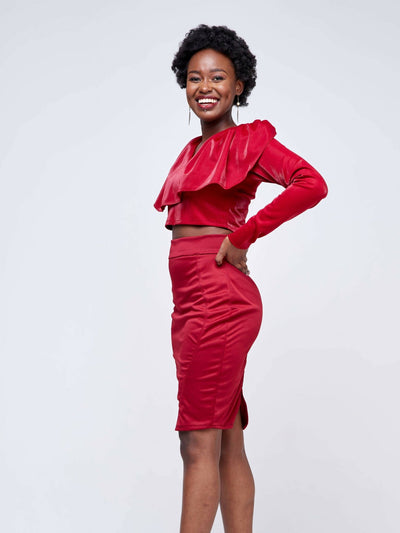 Da'joy Fashions Osiris Skirt Set - Maroon - Shopzetu
