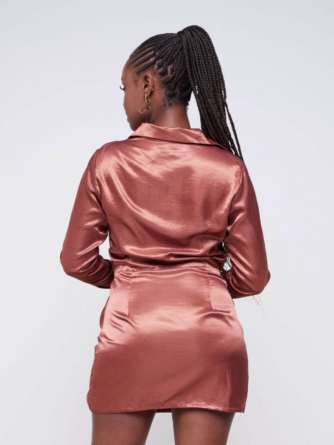 Hekaya Amua Mini Dress - Brown - Shopzetu