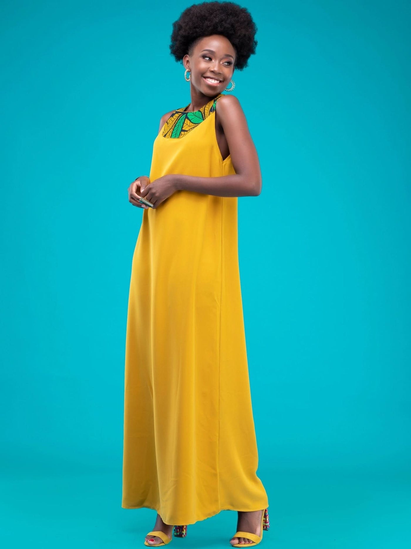 AfroZaina Waridi Maxi Dress - Mustard - Shop Zetu Kenya