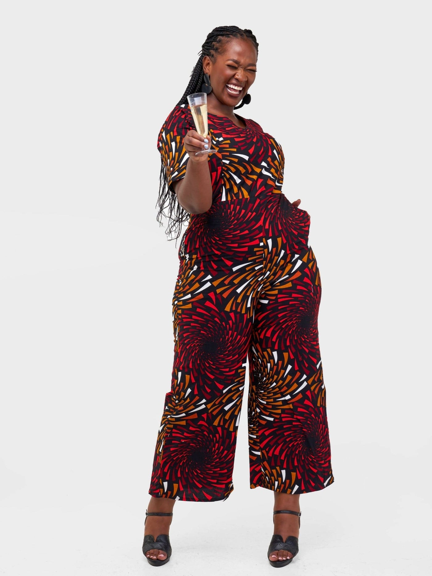 Gravio Fashions Spiral Jumpsuit - Red - Shopzetu