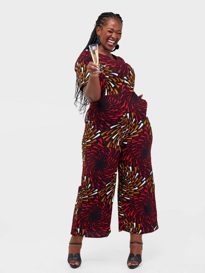 Gravio Fashions Spiral Jumpsuit - Red - Shopzetu