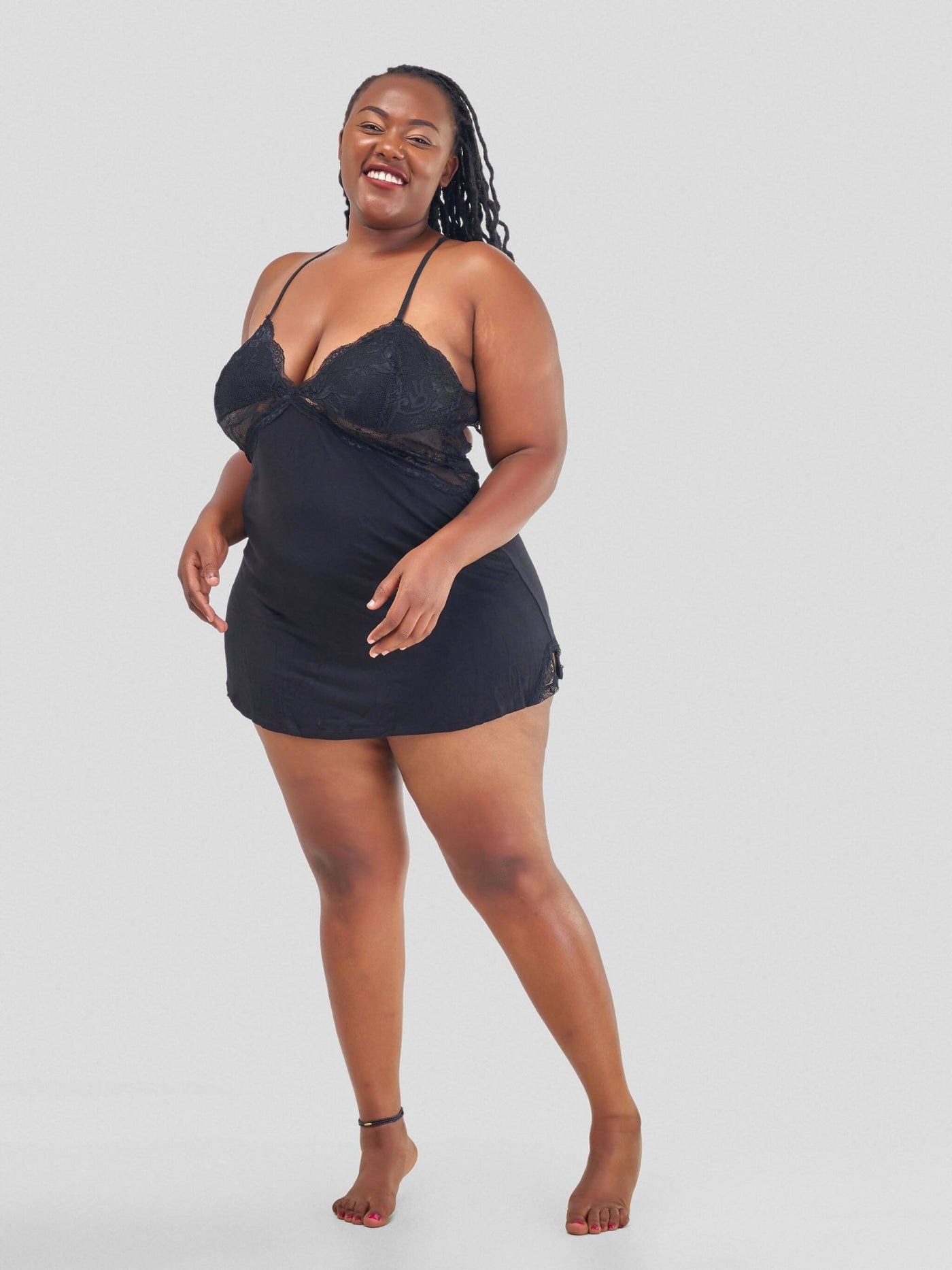 Intimates Kenya Backless Stretchy Modal Nightdress with G String - Black - Shopzetu