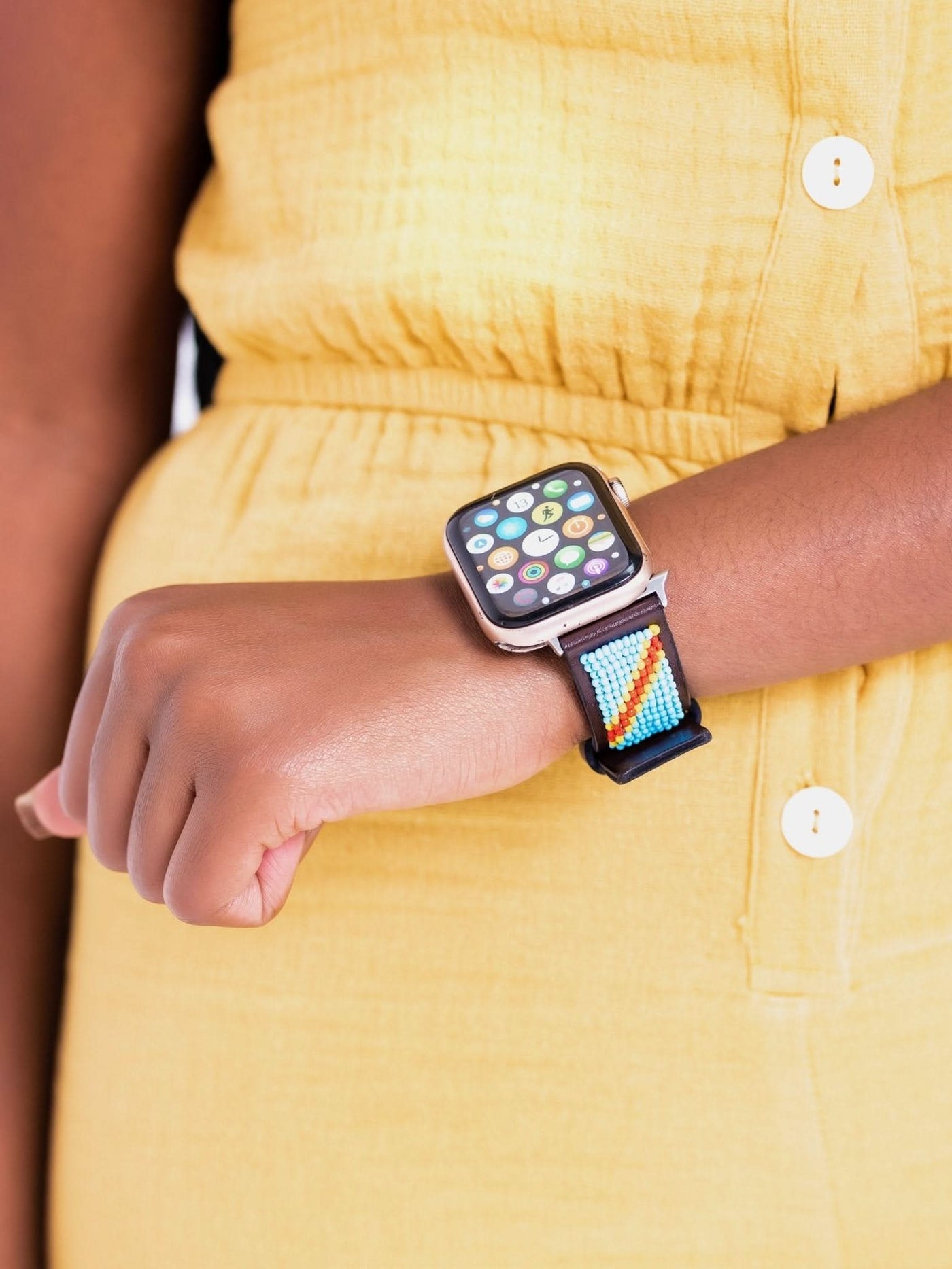 Beaded Apple Watch Strap DRC - Brown - Shop Zetu Kenya