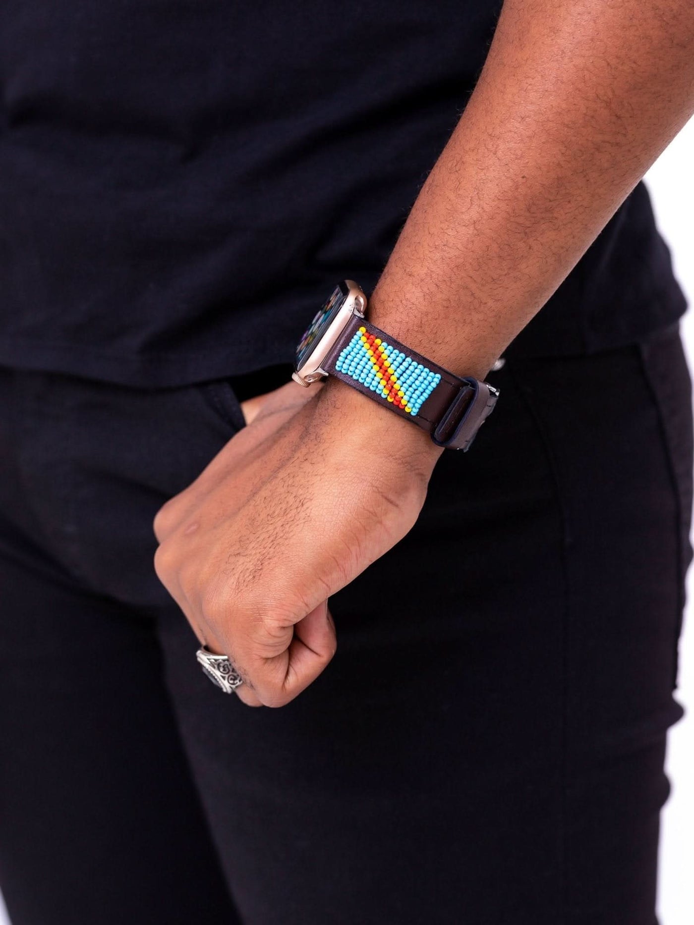 Beaded Apple Watch Strap DRC - Brown - Shop Zetu Kenya