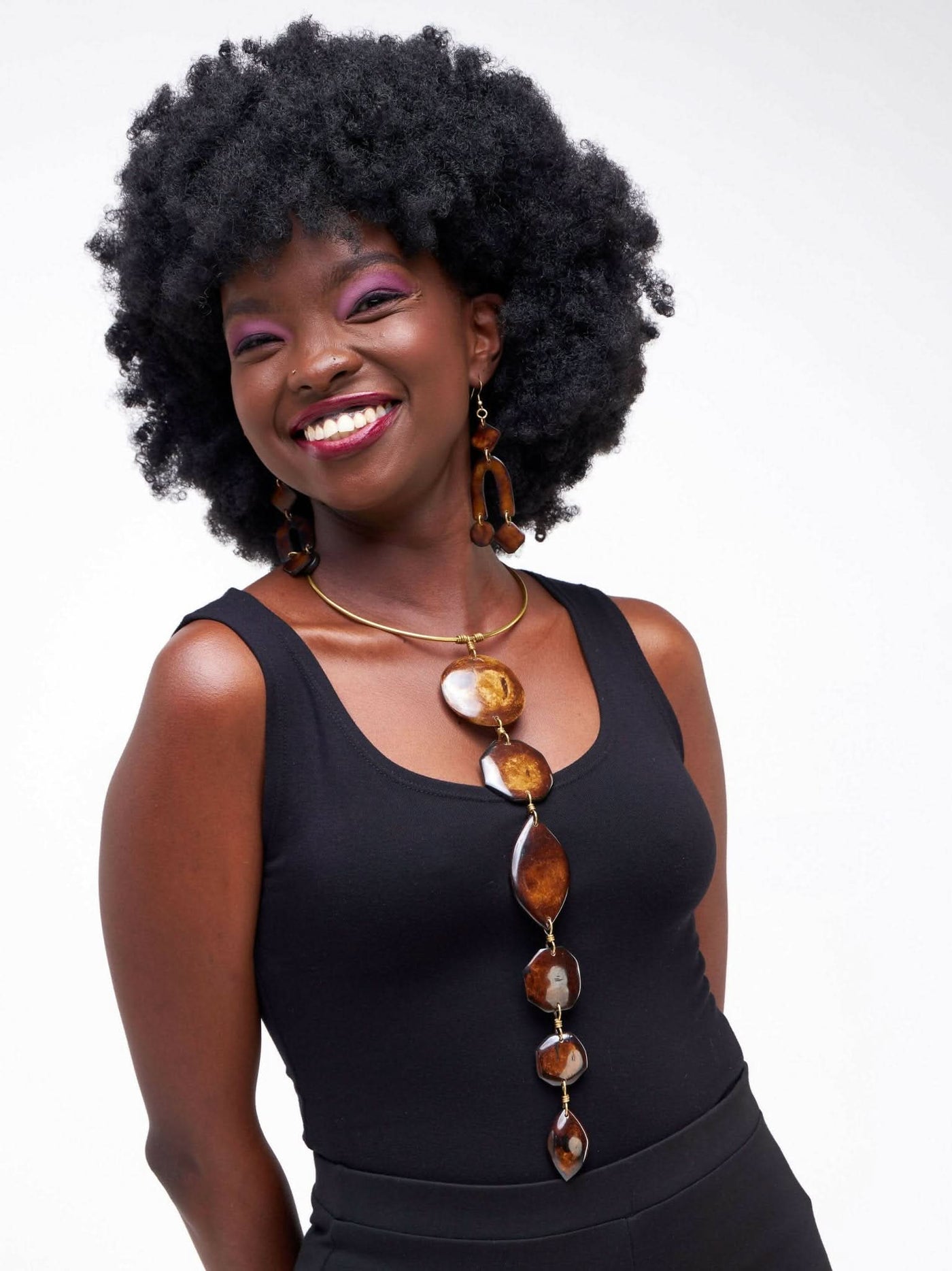 Kijivu Creatives Statement Necklace - Brown - Shopzetu