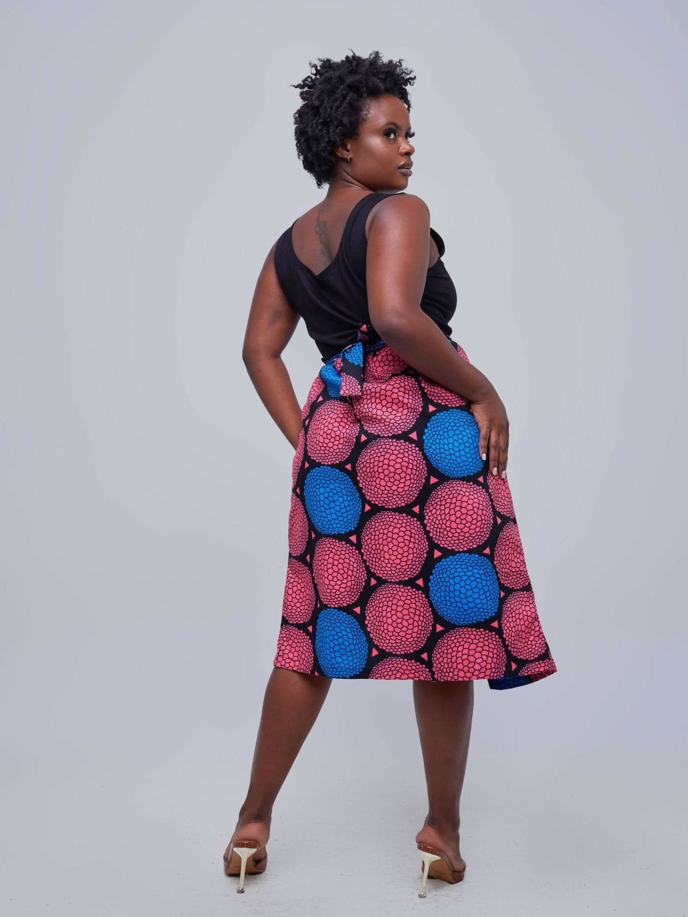Vazi Afriq Ankara Wrap Skirt - Pink / Blue - Shopzetu