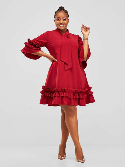 Jolly Fancy Wear Lulu Shift Dress - Rust Brown - Shopzetu