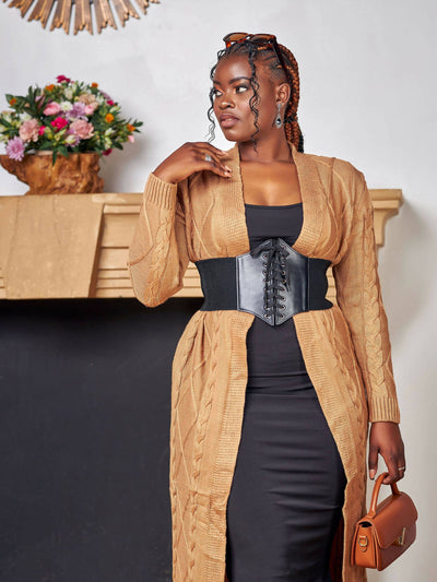 The Fashion Frenzy Maxi Waterfall - Khaki - Shopzetu