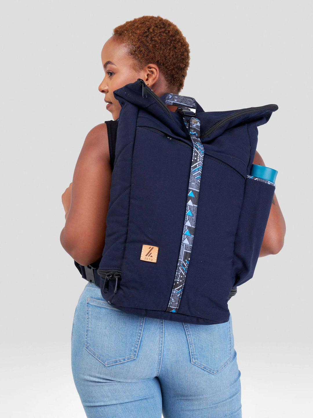 Zetu Africa Canvas Laptop Bag - Navy Blue - Shopzetu
