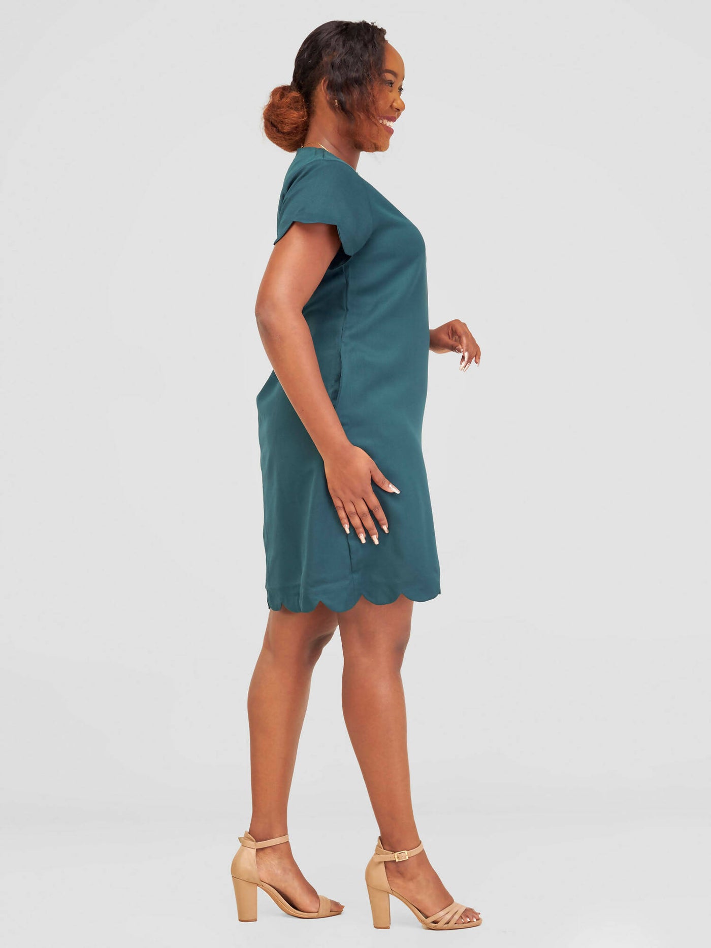 Distinct Wear Scallop Dress - Beige