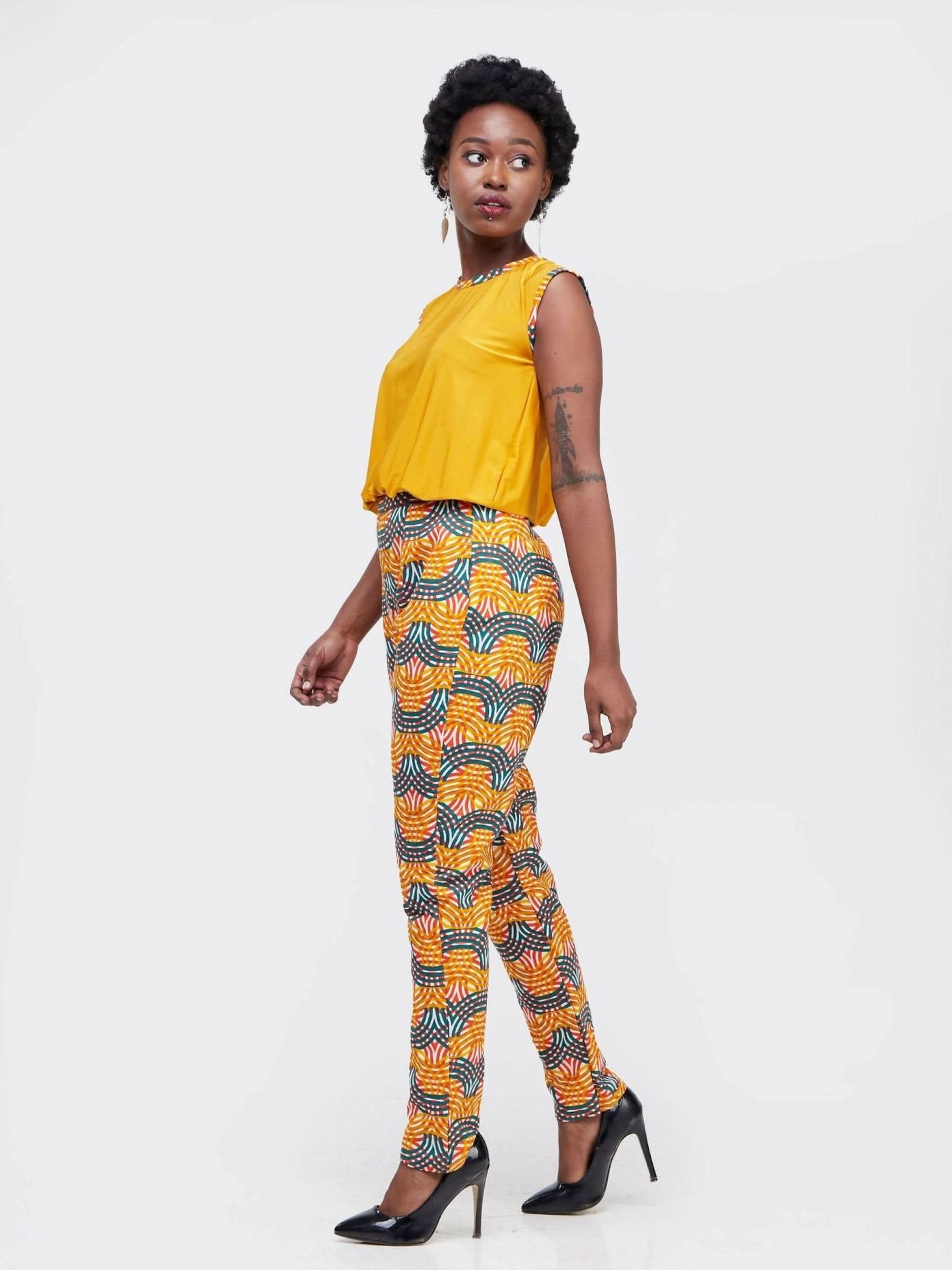 Simbaress Ankara Mix Karisi Jumpsuit - Orange - Shopzetu