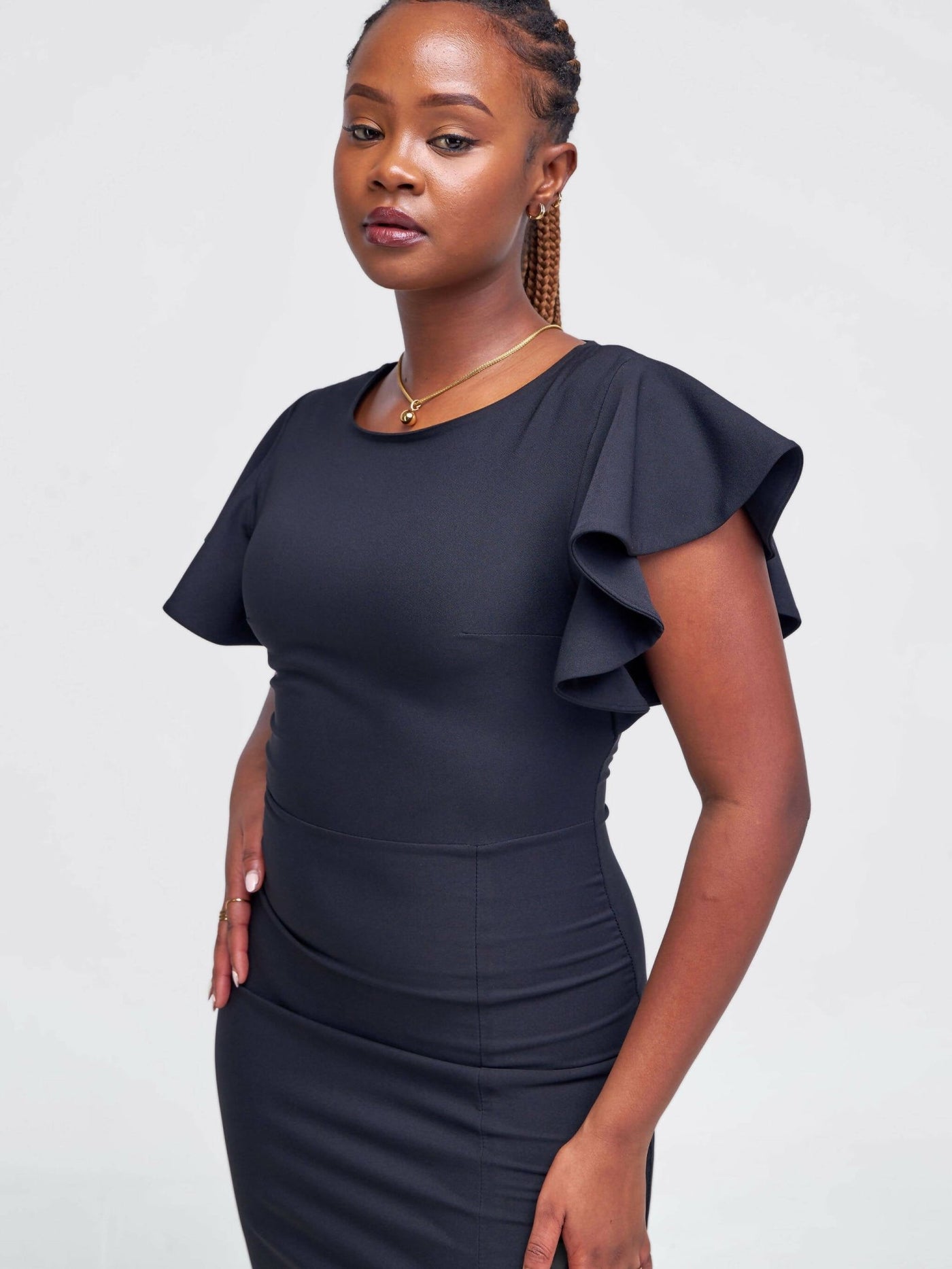 The Fashion Frenzy Bell Cap Sleeve Dress - Black - Shopzetu