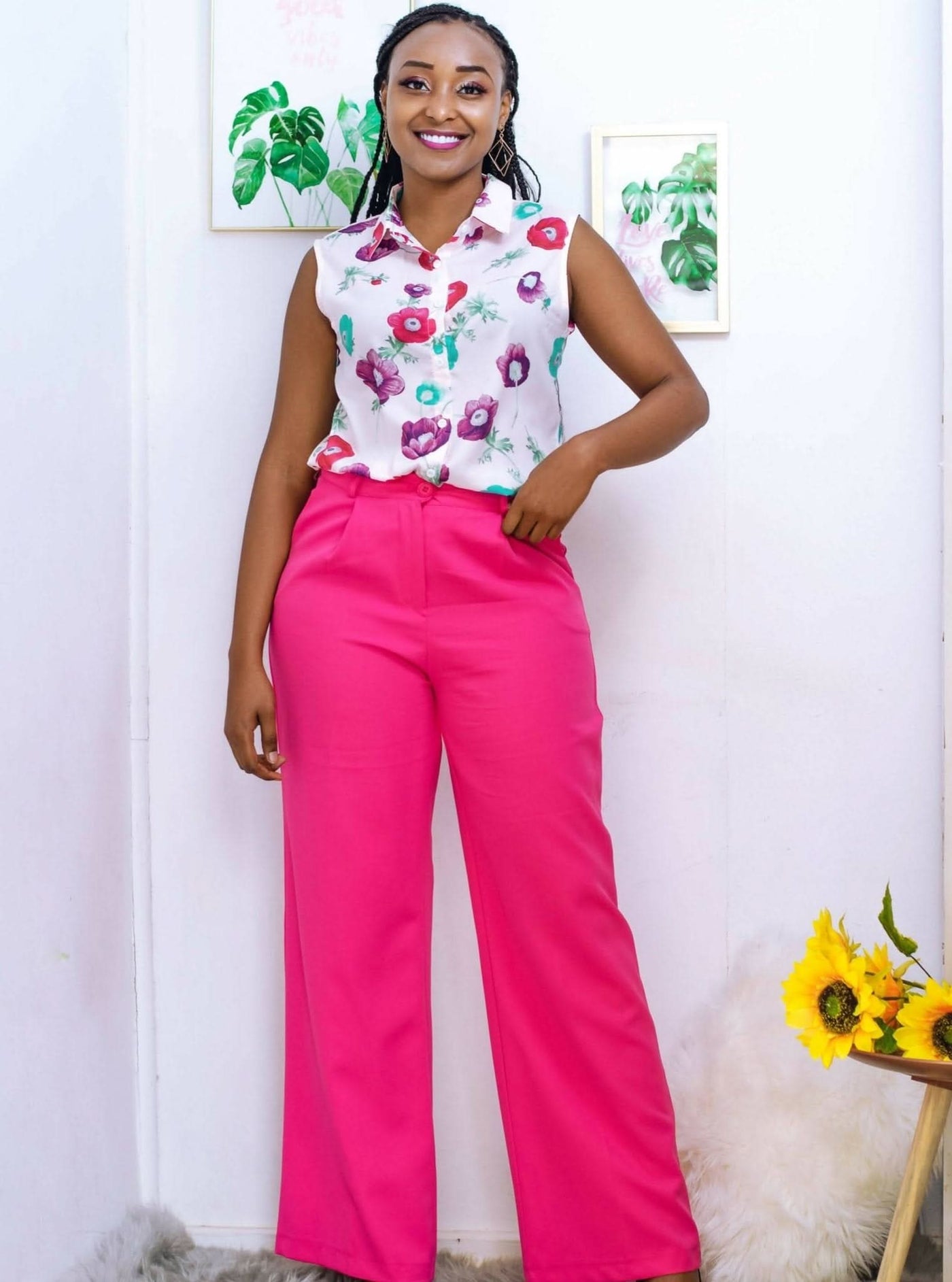 The Fashion Frenzy Flared Trouser - Pink - Shopzetu