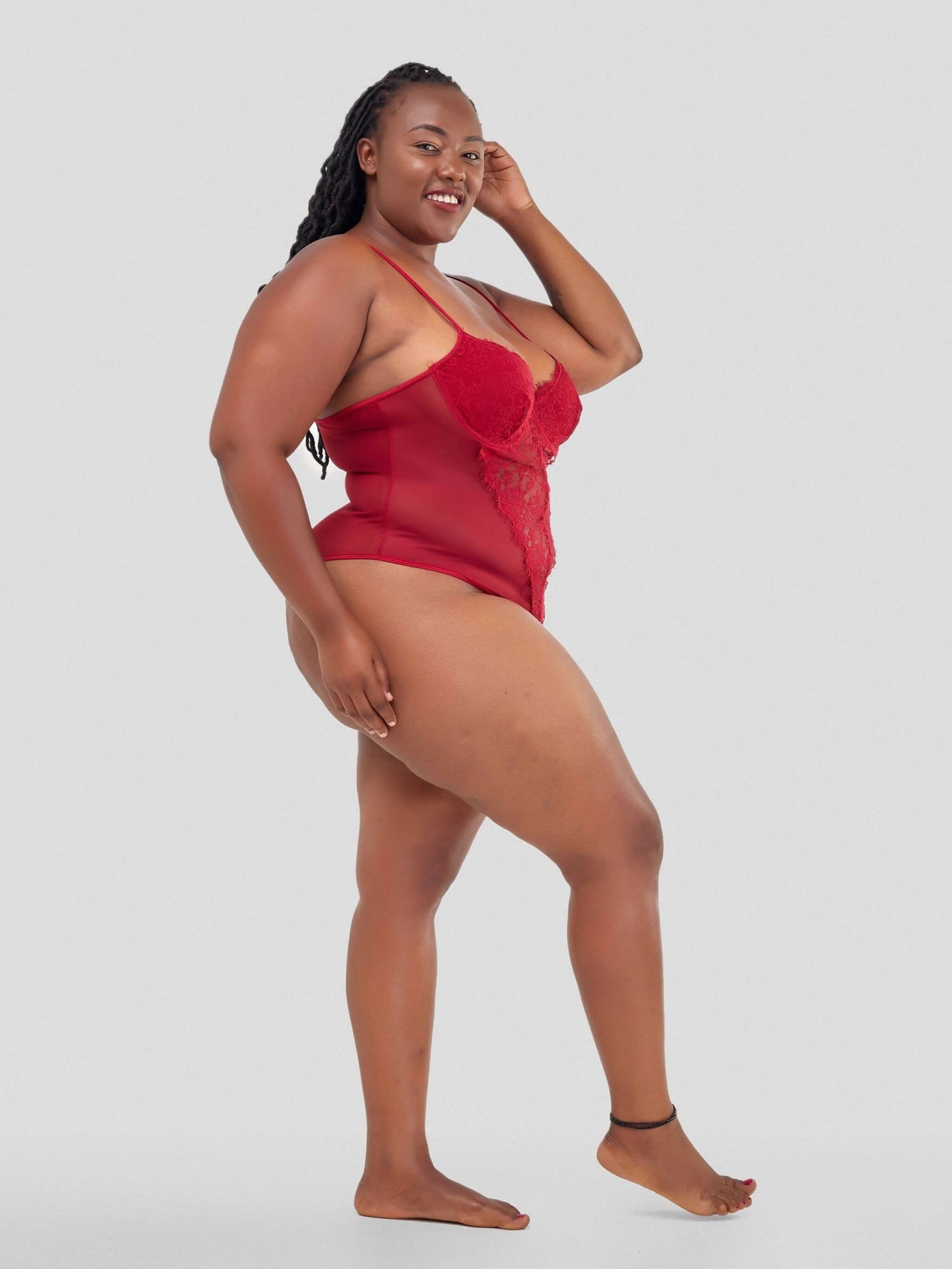 Intimates Kenya High Quality Lace Splicing Sexy Bodysuit With Underwire - Maroon - Shopzetu