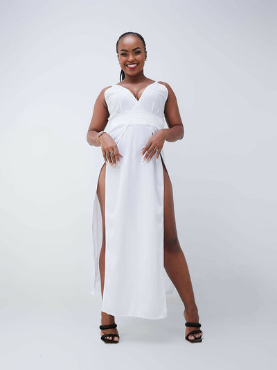 Da'joy Fashions Bond Girl Maxi Dress - White - Shopzetu