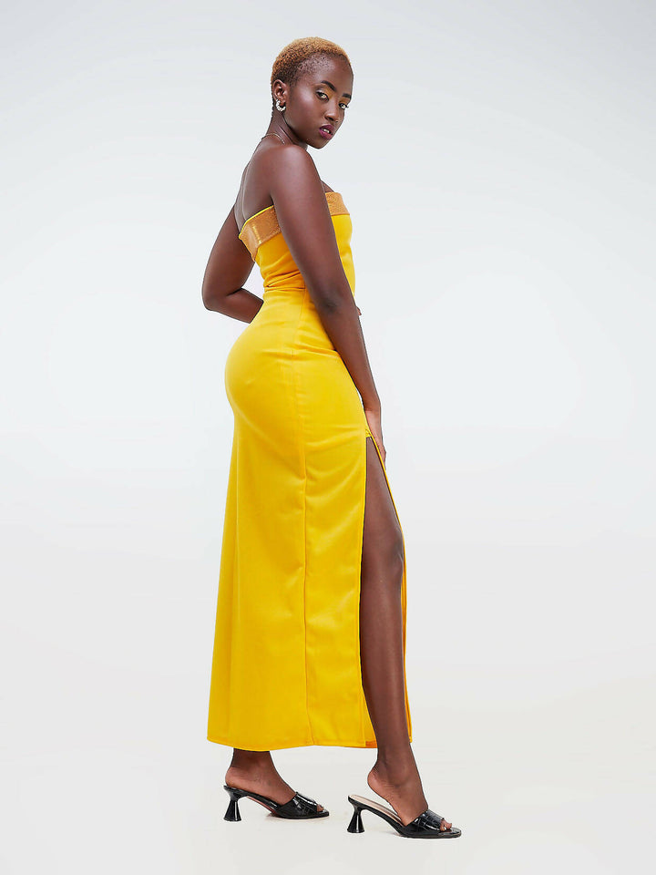 Da'joy Fashions Aphrodite Maxi Dress - Mustard - Shopzetu