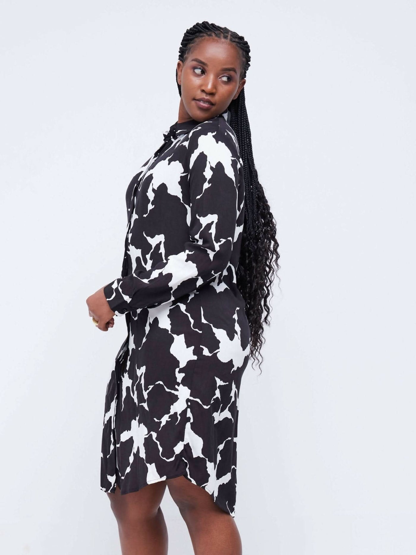 The Fashion Frenzy Shirt Dress - White - Shopzetu