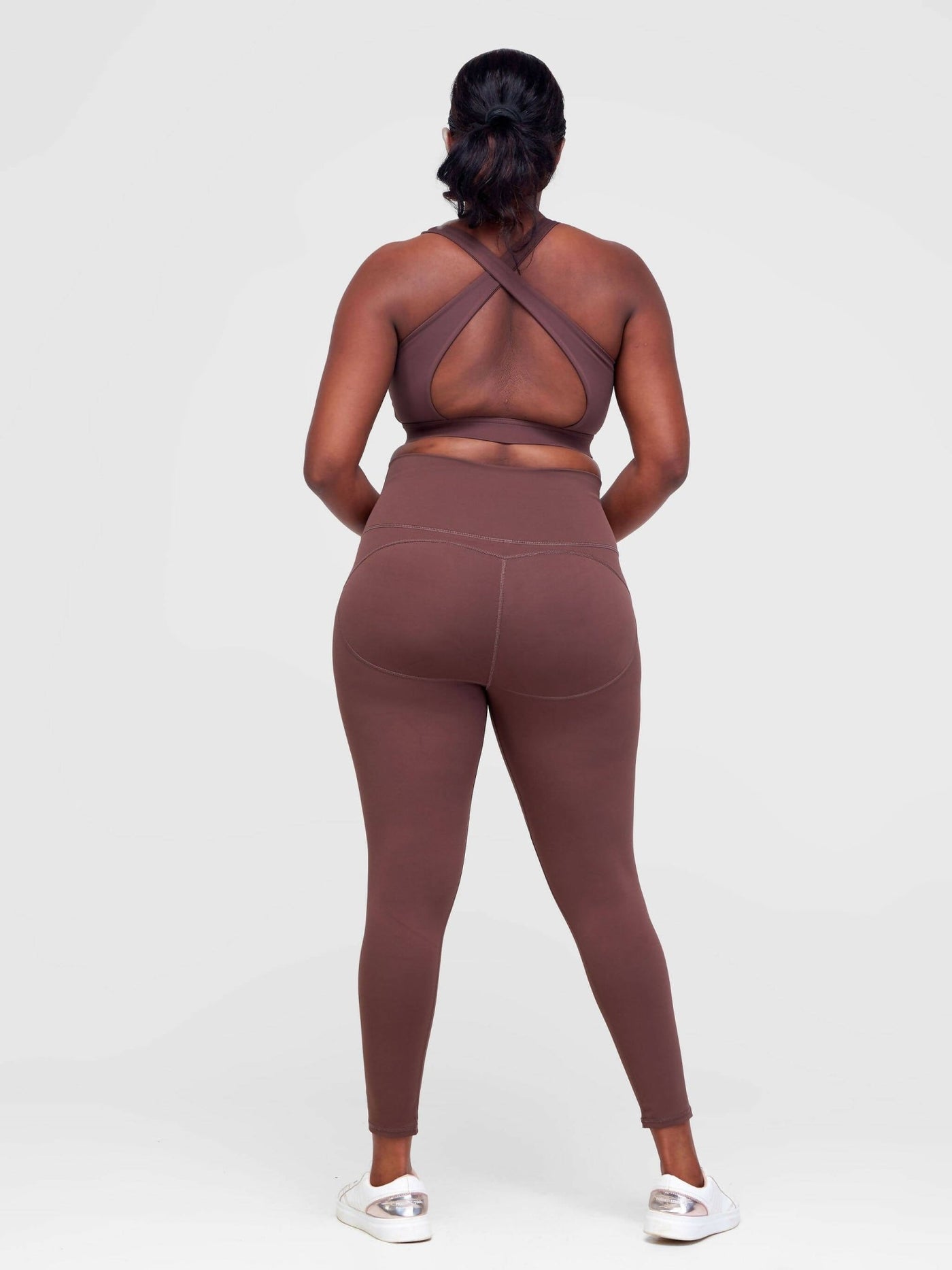 Fabtive Bella Sleeveless Set - Brown - Shopzetu