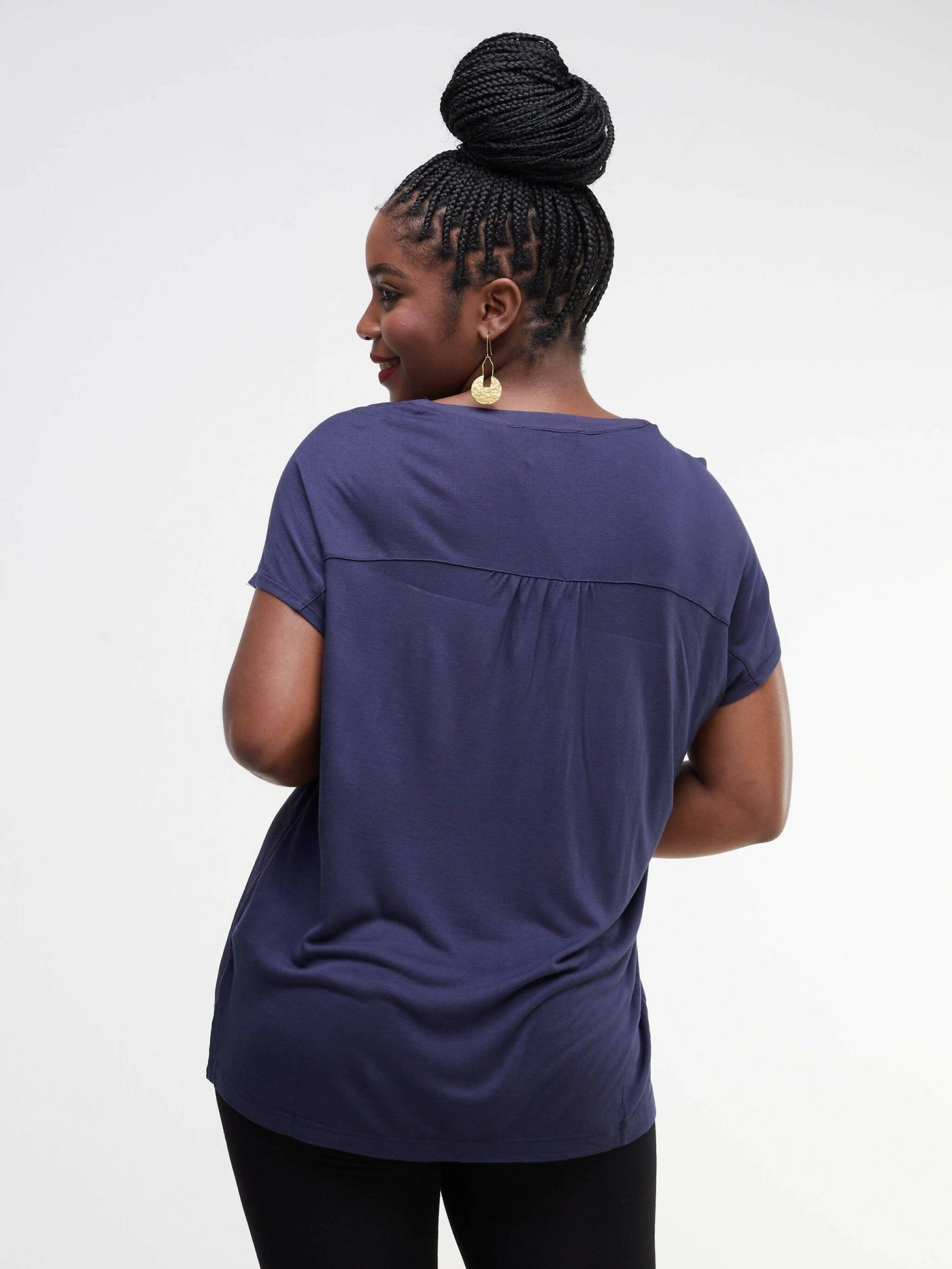 Valuespot Jersey Shirt With Crepe Front - Dark Blue - Shopzetu