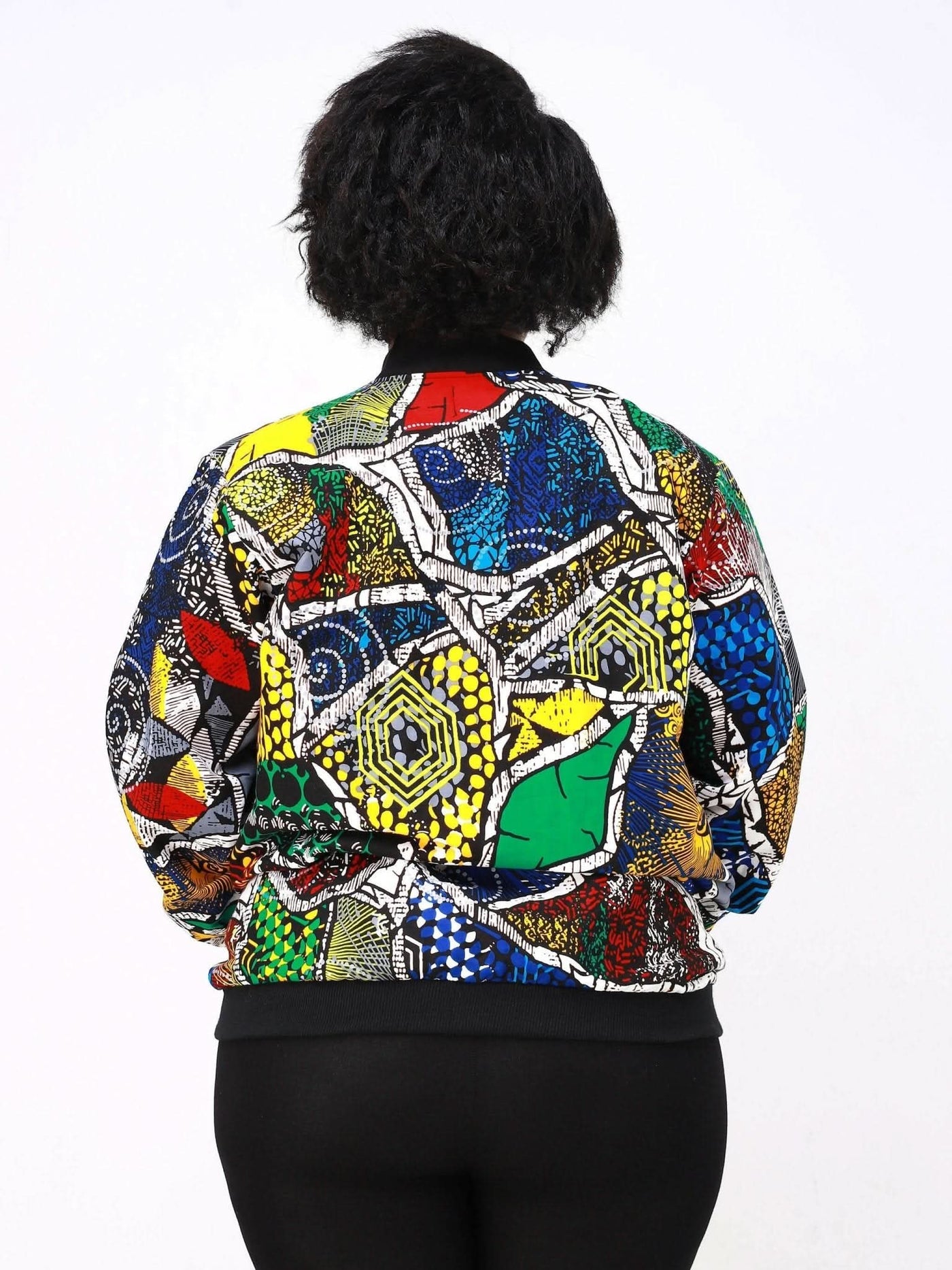 Ancestral House Nef African Print Bomber - Green / Blue Print - Shopzetu