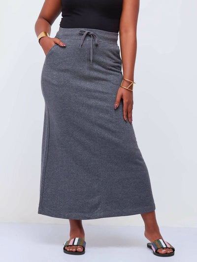 Hessed Maxi Long Skirt - Grey - Shopzetu